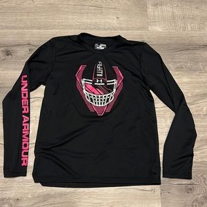 Under Armour Heat Gear Loose Fit Youth Size XL Black and Pink Long Sleeve 018